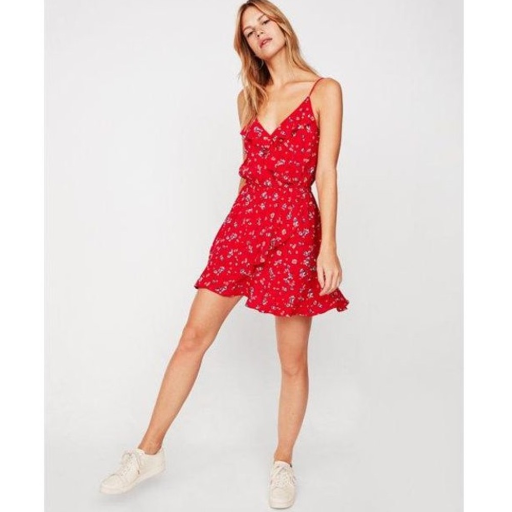 Express Floral Ruffle Wrap Cami Dress